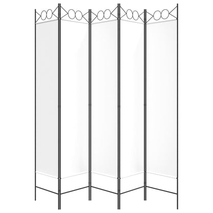 5-Panel Room Divider White 200x200 cm Fabric