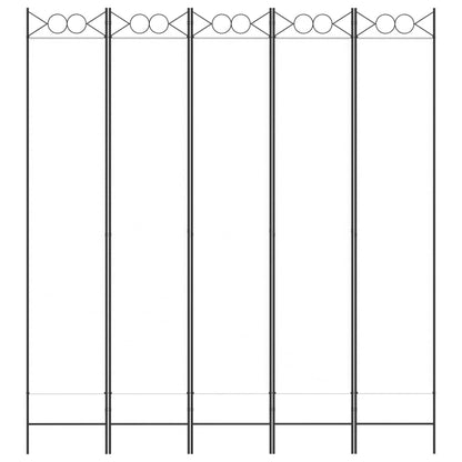 5-Panel Room Divider White 200x220 cm Fabric
