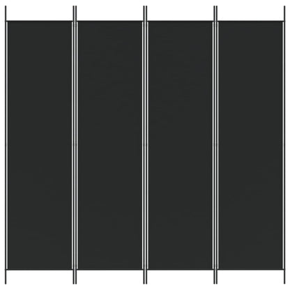 4-Panel Room Divider Black 200x200 cm Fabric