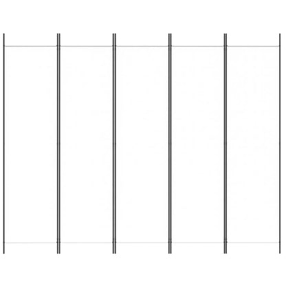 5-Panel Room Divider White 250x200 cm Fabric