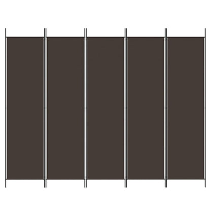 5-Panel Room Divider Brown 250x200 cm Fabric