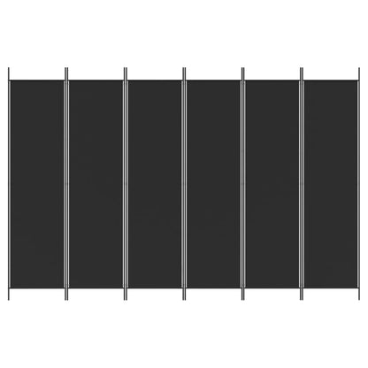 6-Panel Room Divider Black 300x200 cm Fabric
