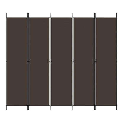 5-Panel Room Divider Brown 250x220 cm Fabric