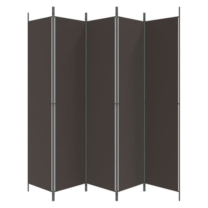 5-Panel Room Divider Brown 250x220 cm Fabric