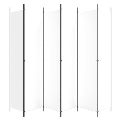 6-Panel Room Divider White 300x220 cm Fabric