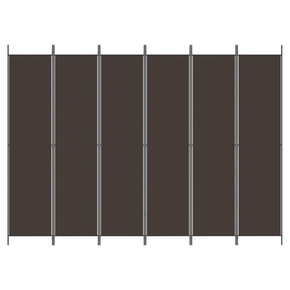 6-Panel Room Divider Brown 300x220 cm Fabric