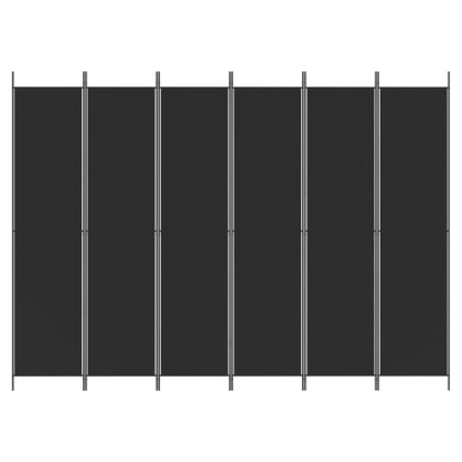 6-Panel Room Divider Black 300x220 cm Fabric
