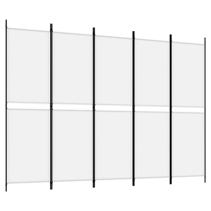5-Panel Room Divider White 250x180 cm Fabric