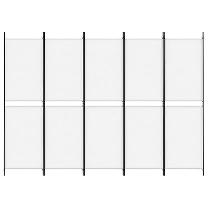5-Panel Room Divider White 250x180 cm Fabric