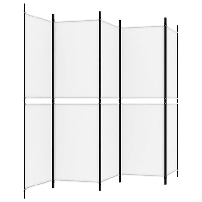 5-Panel Room Divider White 250x180 cm Fabric