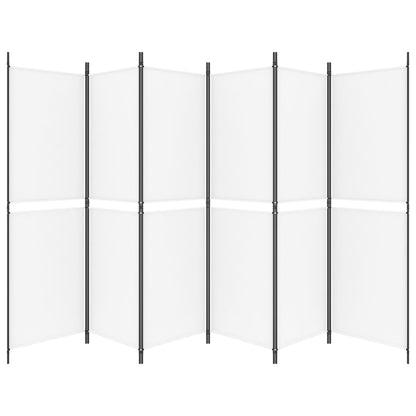 6-Panel Room Divider White 300x180 cm Fabric