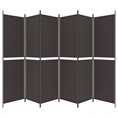 6-Panel Room Divider Brown 300x200 cm Fabric