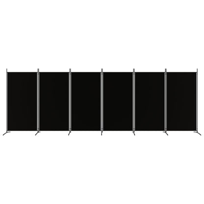 6-Panel Room Divider Black 520x180 cm Fabric