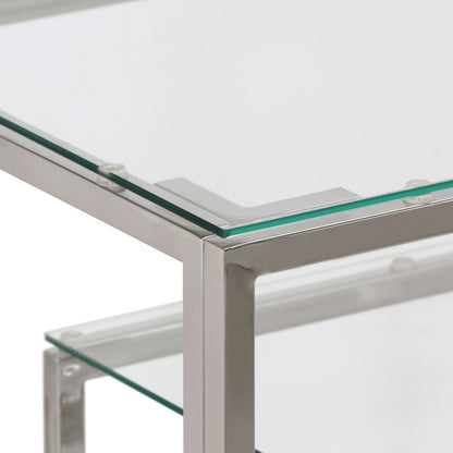 Console Table Silver Stainless Steel and Tempered Glass