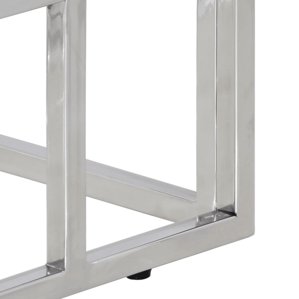 Console Table Silver Stainless Steel and Tempered Glass