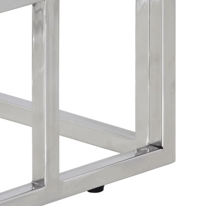 Console Table Silver Stainless Steel and Tempered Glass