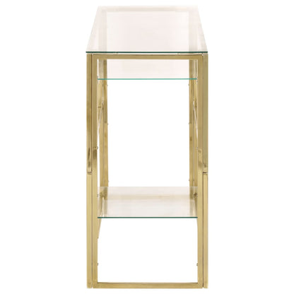 Console Table Gold Stainless Steel and Tempered Glass