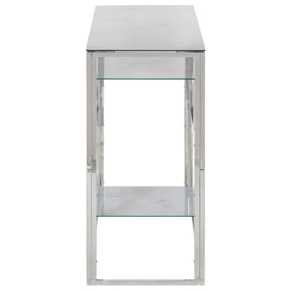 Console Table Silver Stainless Steel and Tempered Glass