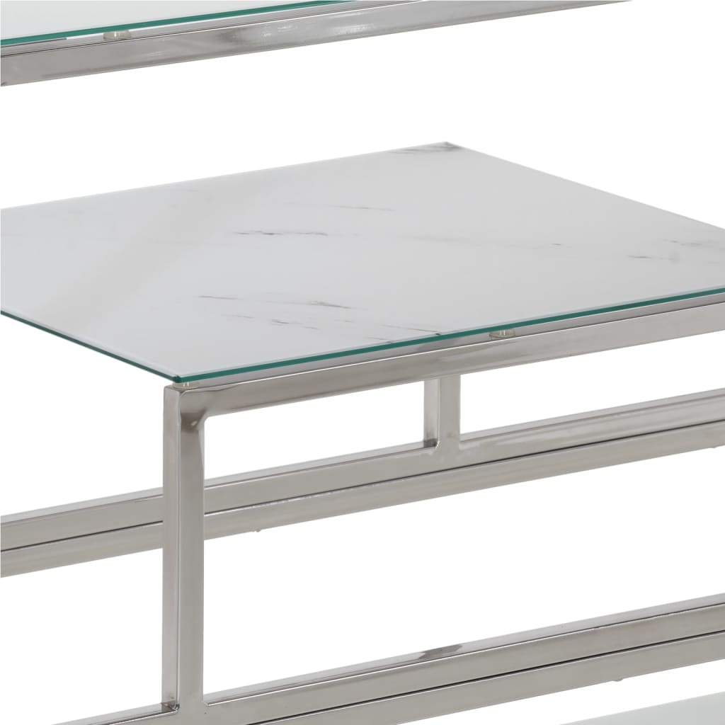Console Table Silver Stainless Steel and Tempered Glass