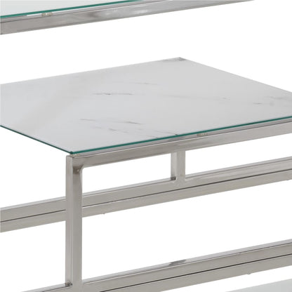 Console Table Silver Stainless Steel and Tempered Glass