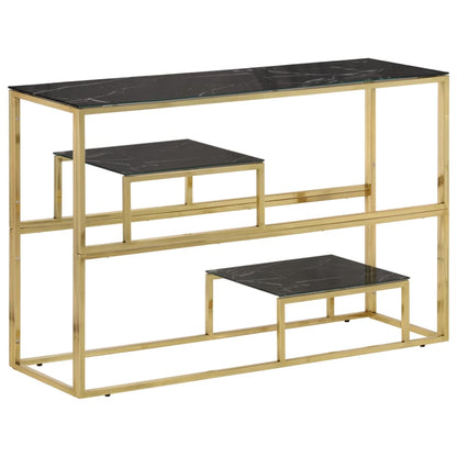 Console Table Gold Stainless Steel and Tempered Glass