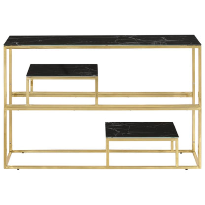 Console Table Gold Stainless Steel and Tempered Glass