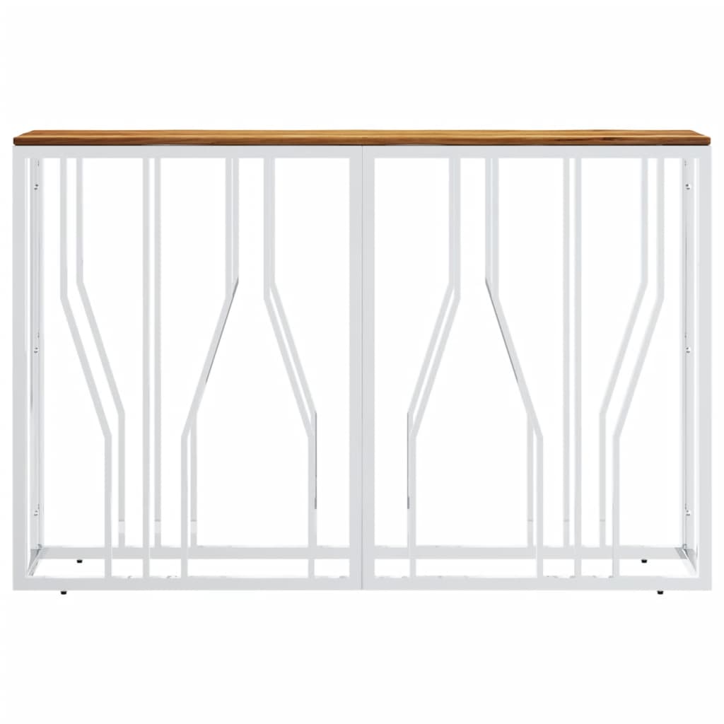 Console Table Silver Stainless Steel and Solid Wood Acacia