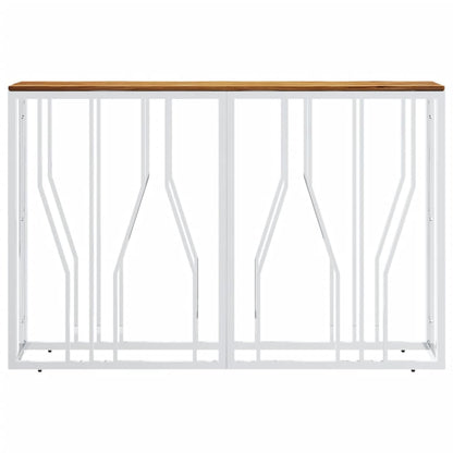Console Table Silver Stainless Steel and Solid Wood Acacia