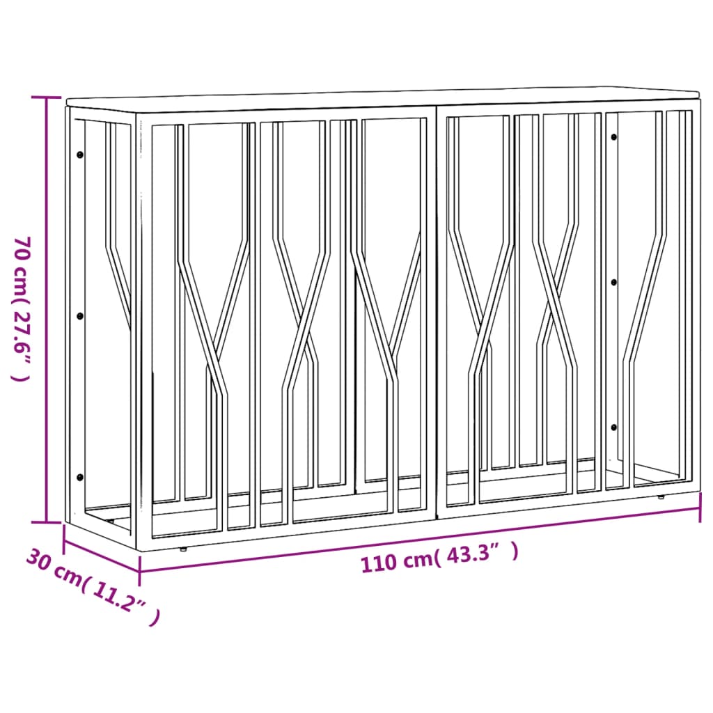 Console Table Silver Stainless Steel and Solid Wood Acacia