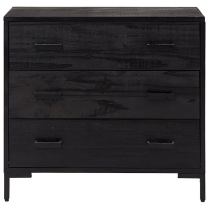 Chest of Drawers Black 75x35x70 cm Solid Pinewood