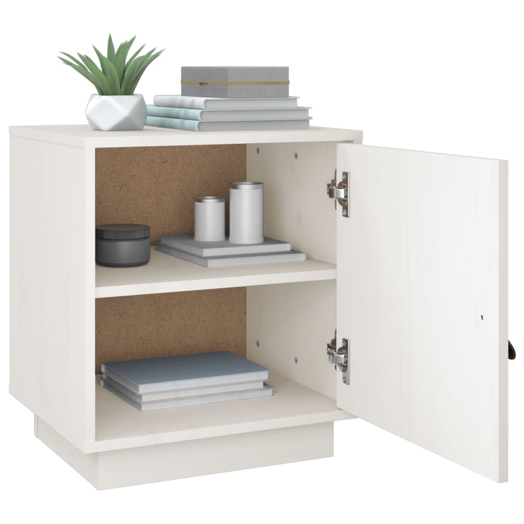 Bedside Cabinet White 40x34x45 cm Solid Wood Pine
