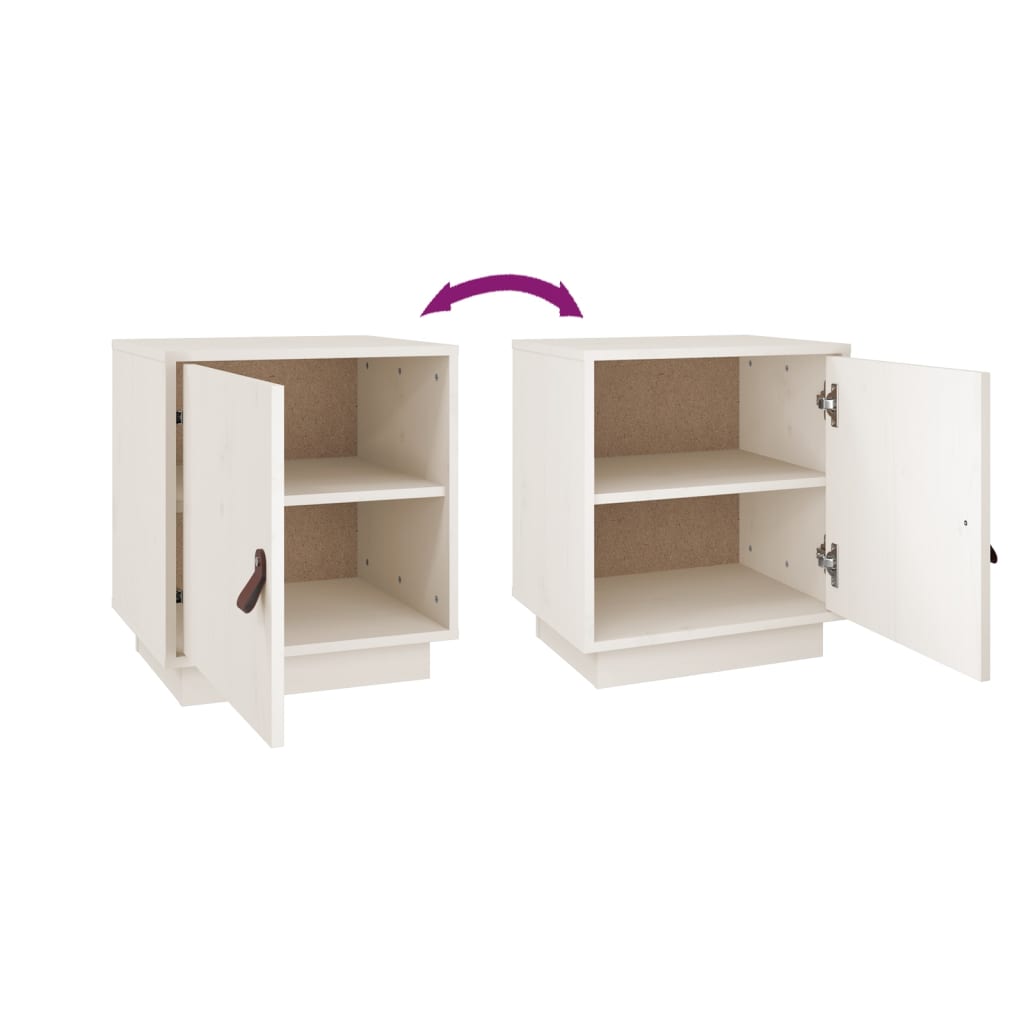Bedside Cabinet White 40x34x45 cm Solid Wood Pine