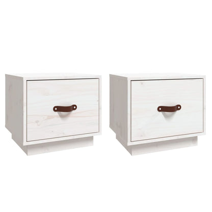 Bedside Cabinets 2 pcs White 40x34x35 cm Solid Wood Pine
