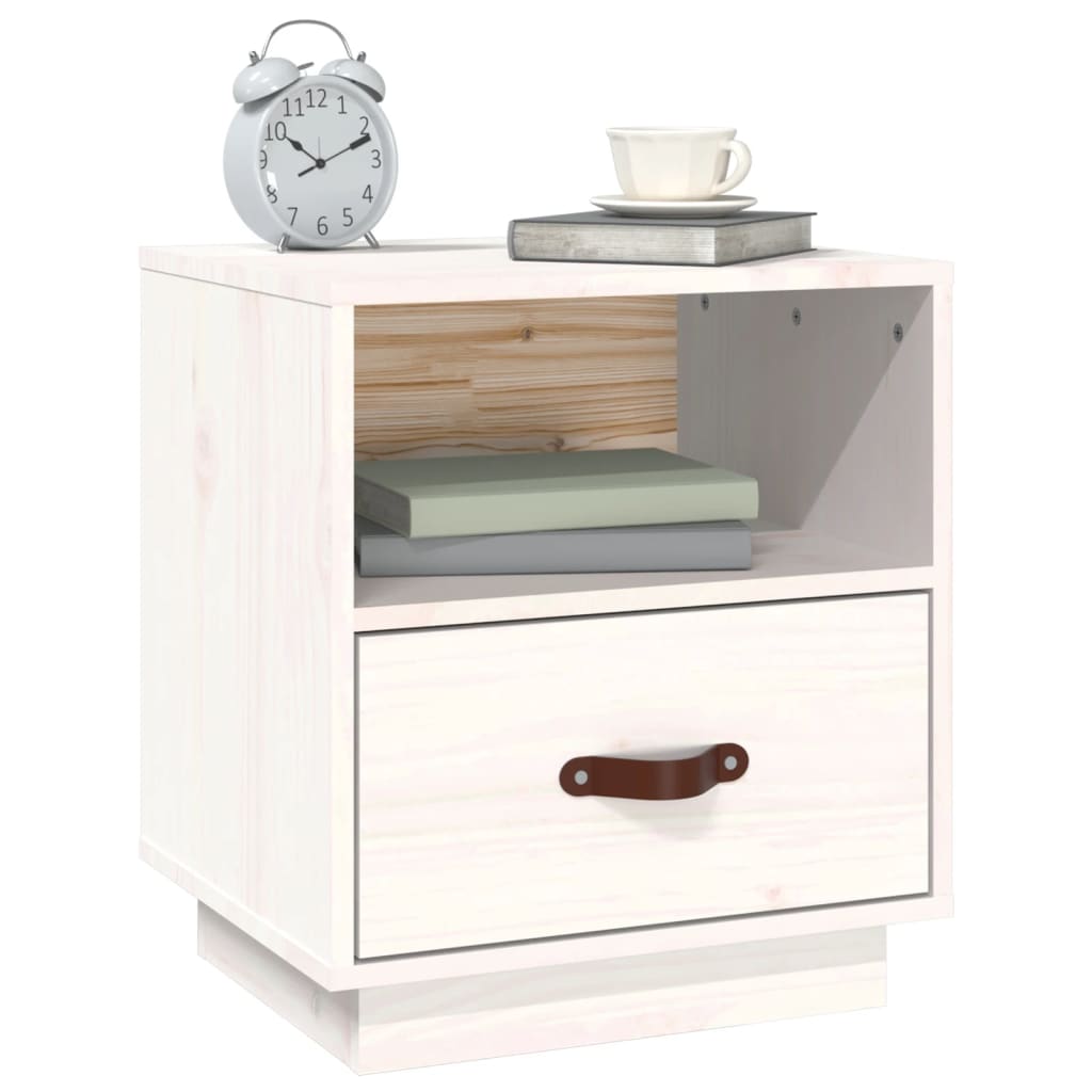 Bedside Cabinet White 40x34x45 cm Solid Wood Pine