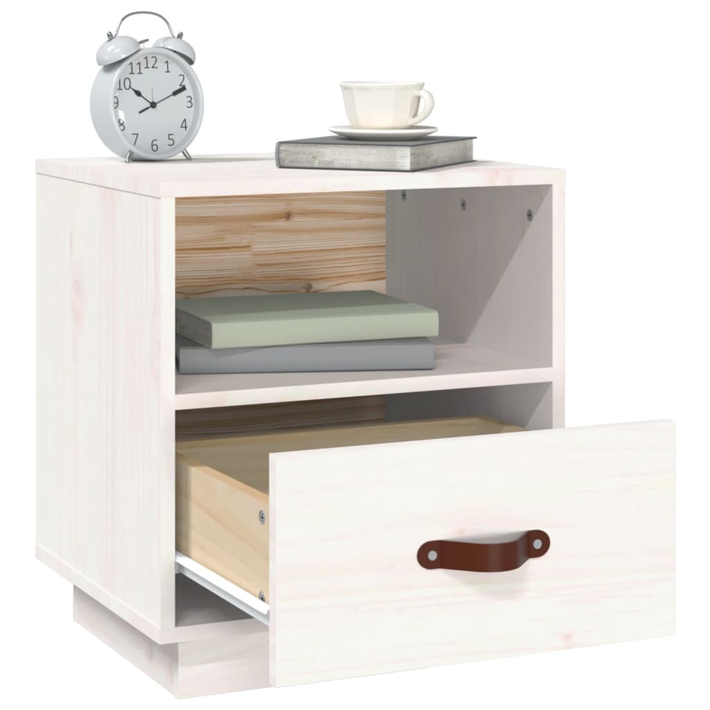 Bedside Cabinet White 40x34x45 cm Solid Wood Pine
