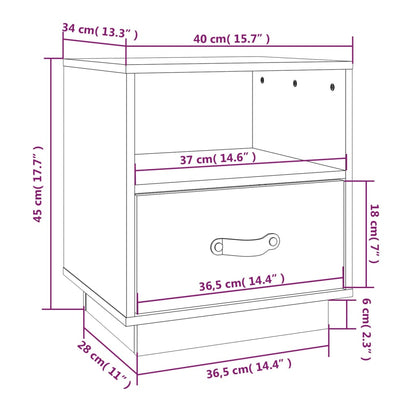Bedside Cabinet White 40x34x45 cm Solid Wood Pine