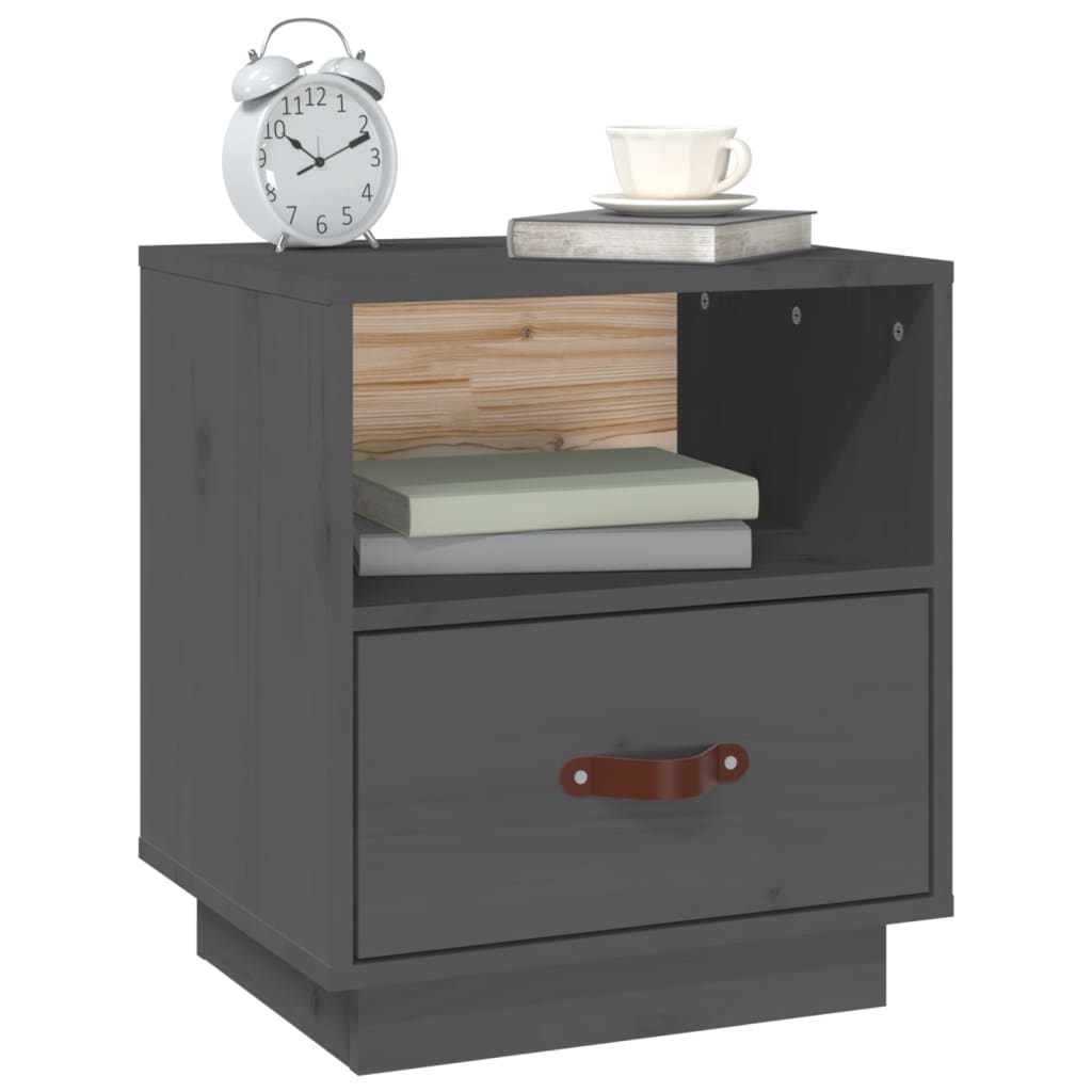 Bedside Cabinets 2 pcs Grey 40x34x45 cm Solid Wood Pine