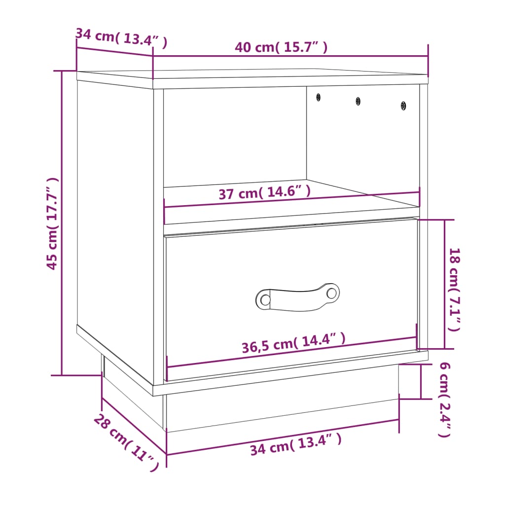 Bedside Cabinets 2 pcs Grey 40x34x45 cm Solid Wood Pine