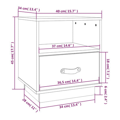 Bedside Cabinets 2 pcs Black 40x34x45 cm Solid Wood Pine
