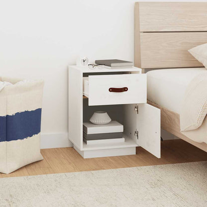 Bedside Cabinet White 40x34x55 cm Solid Wood Pine