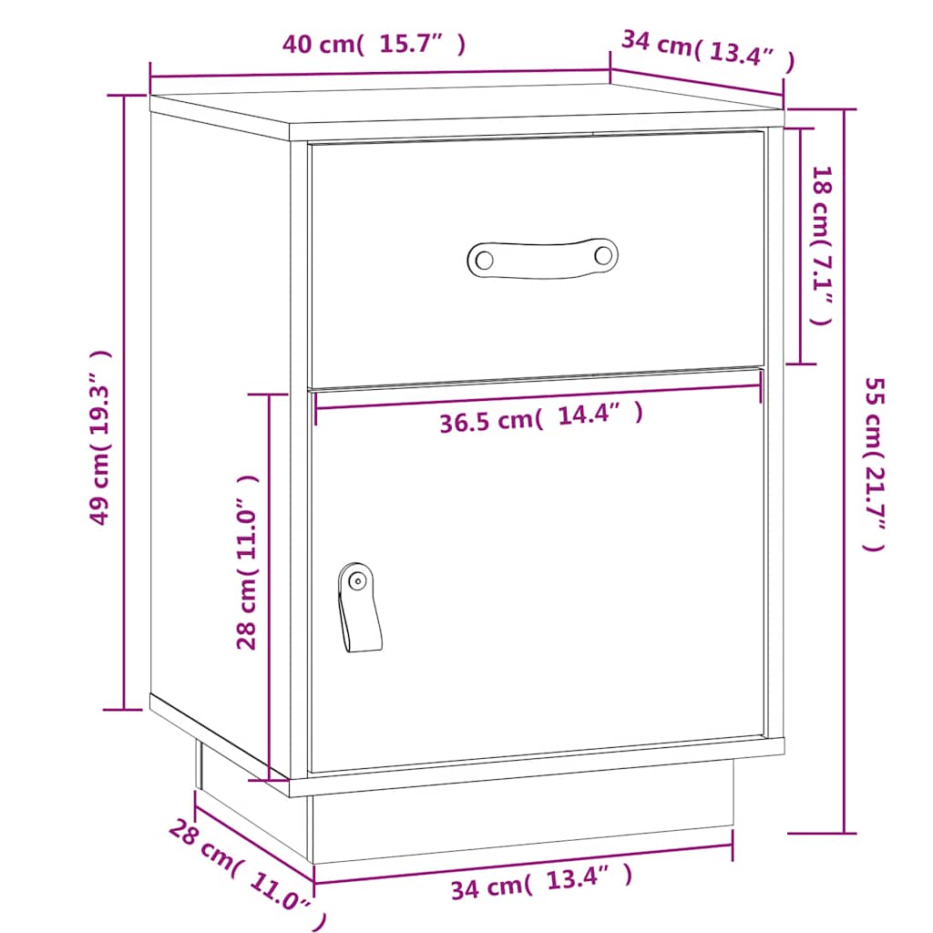 Bedside Cabinets 2 pcs White 40x34x55 cm Solid Wood Pine
