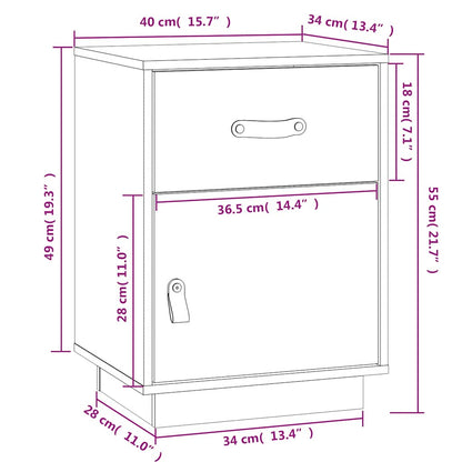Bedside Cabinets 2 pcs White 40x34x55 cm Solid Wood Pine