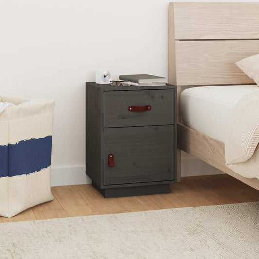 Bedside Cabinet Grey 40x34x55 cm Solid Wood Pine
