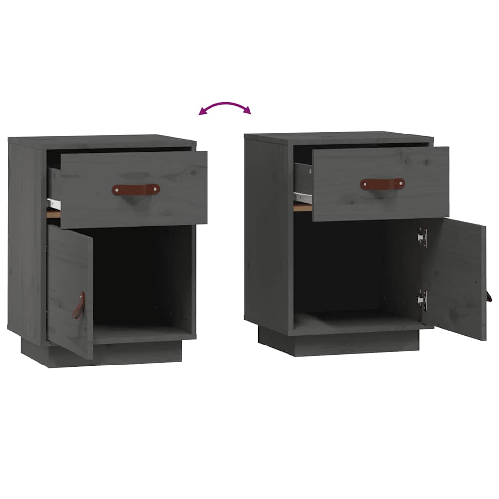 Bedside Cabinets 2 pcs Grey 40x34x55 cm Solid Wood Pine
