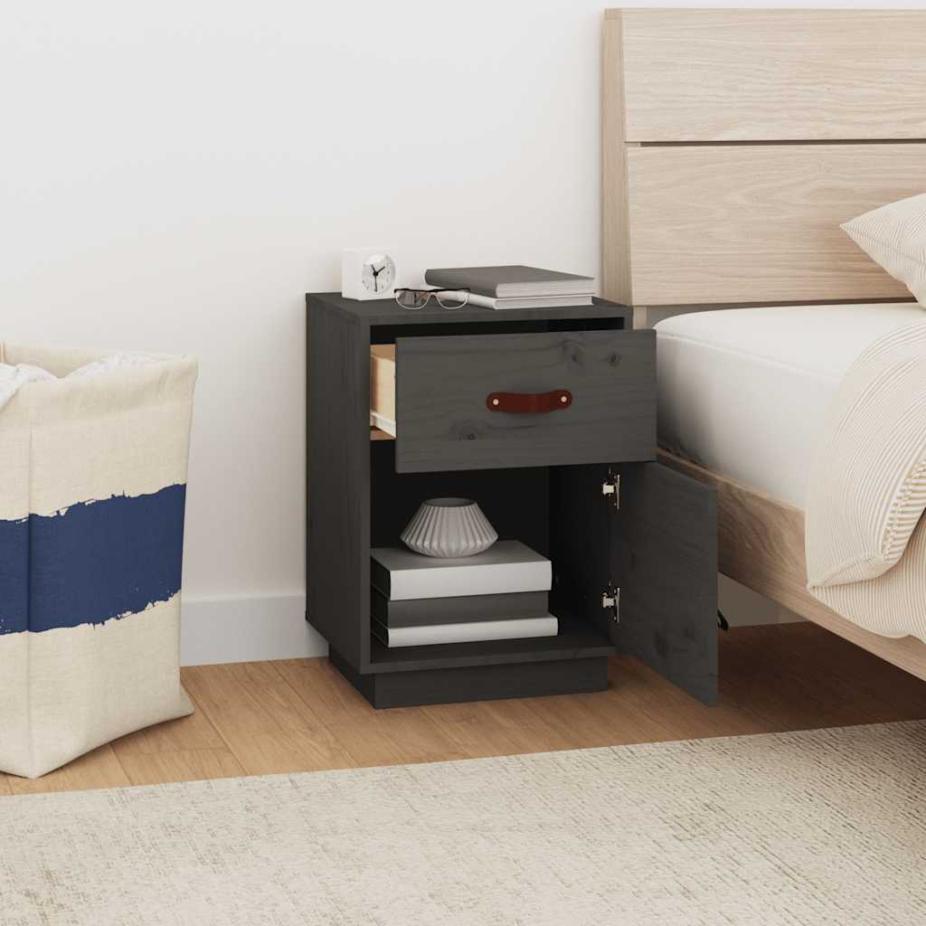 Bedside Cabinets 2 pcs Grey 40x34x55 cm Solid Wood Pine