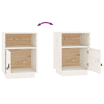 Bedside Cabinets 2 pcs White 40x34x55 cm Solid Wood Pine
