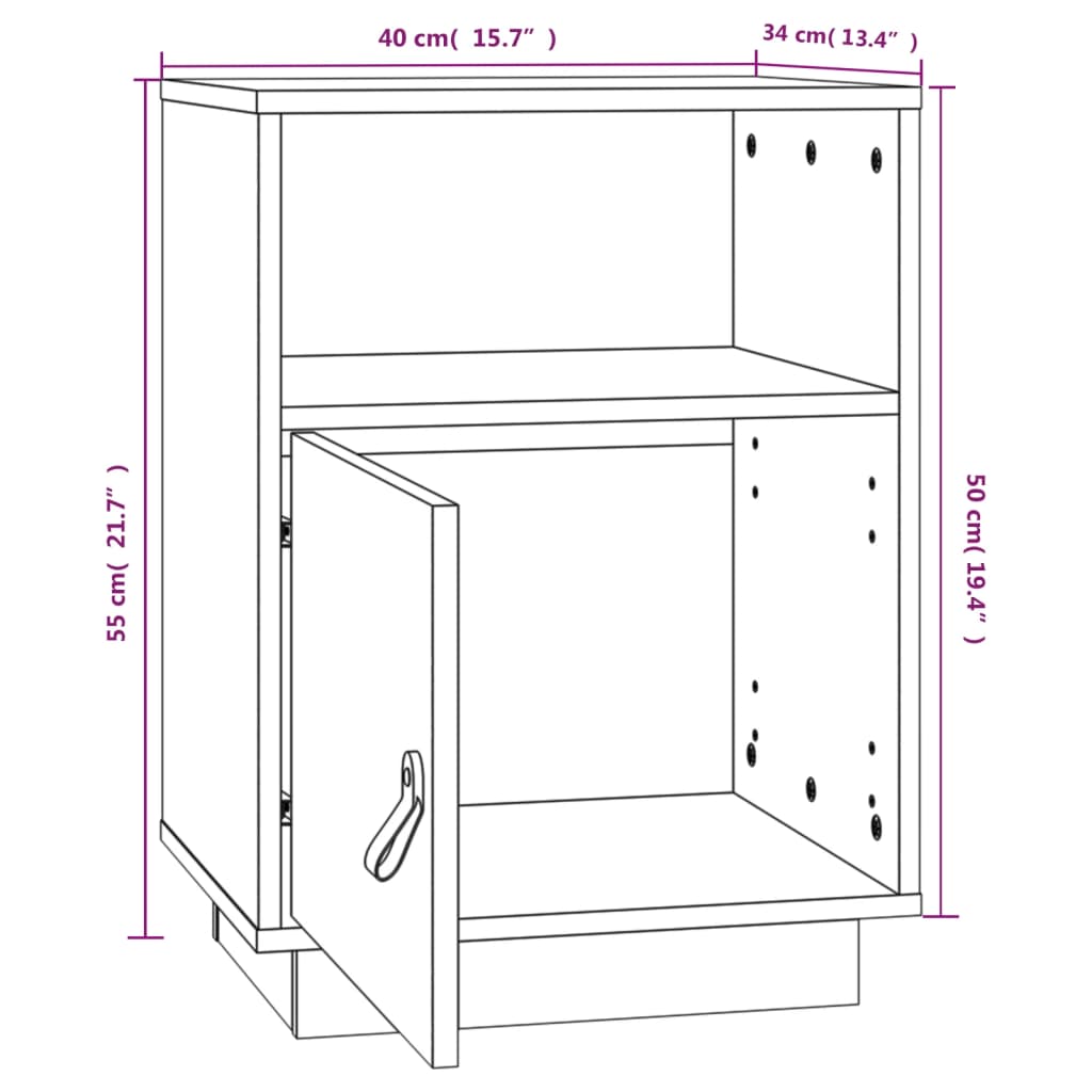 Bedside Cabinets 2 pcs Grey 40x34x55 cm Solid Wood Pine