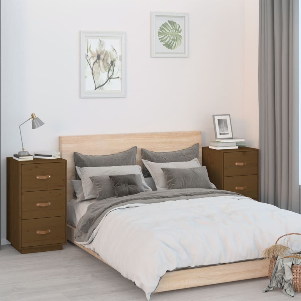 Bedside Cabinets 2 pcs Honey Brown 40x40x75 cm Solid Wood Pine