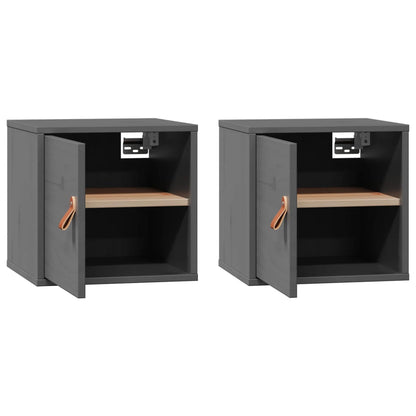 Wall Cabinets 2 pcs Grey 31.5x30x30 cm Solid Wood Pine