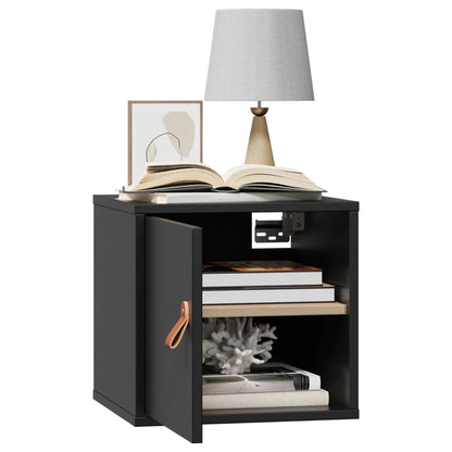 Wall Cabinets 2 pcs Black 31.5x30x30 cm Solid Wood Pine